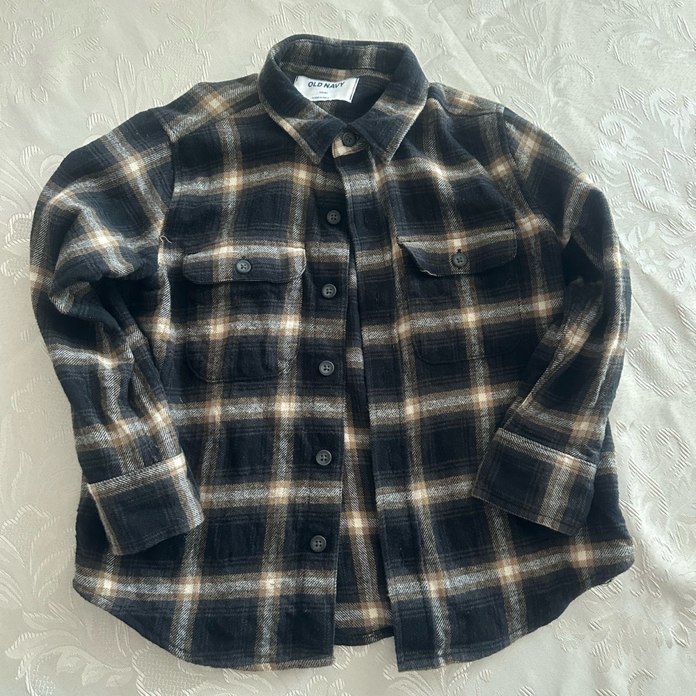 Old Navy Kids Plaid Shirt in Black and Tan